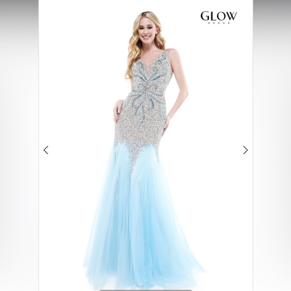 Blue and Silver Evening Gown - Picture 2 of 14
